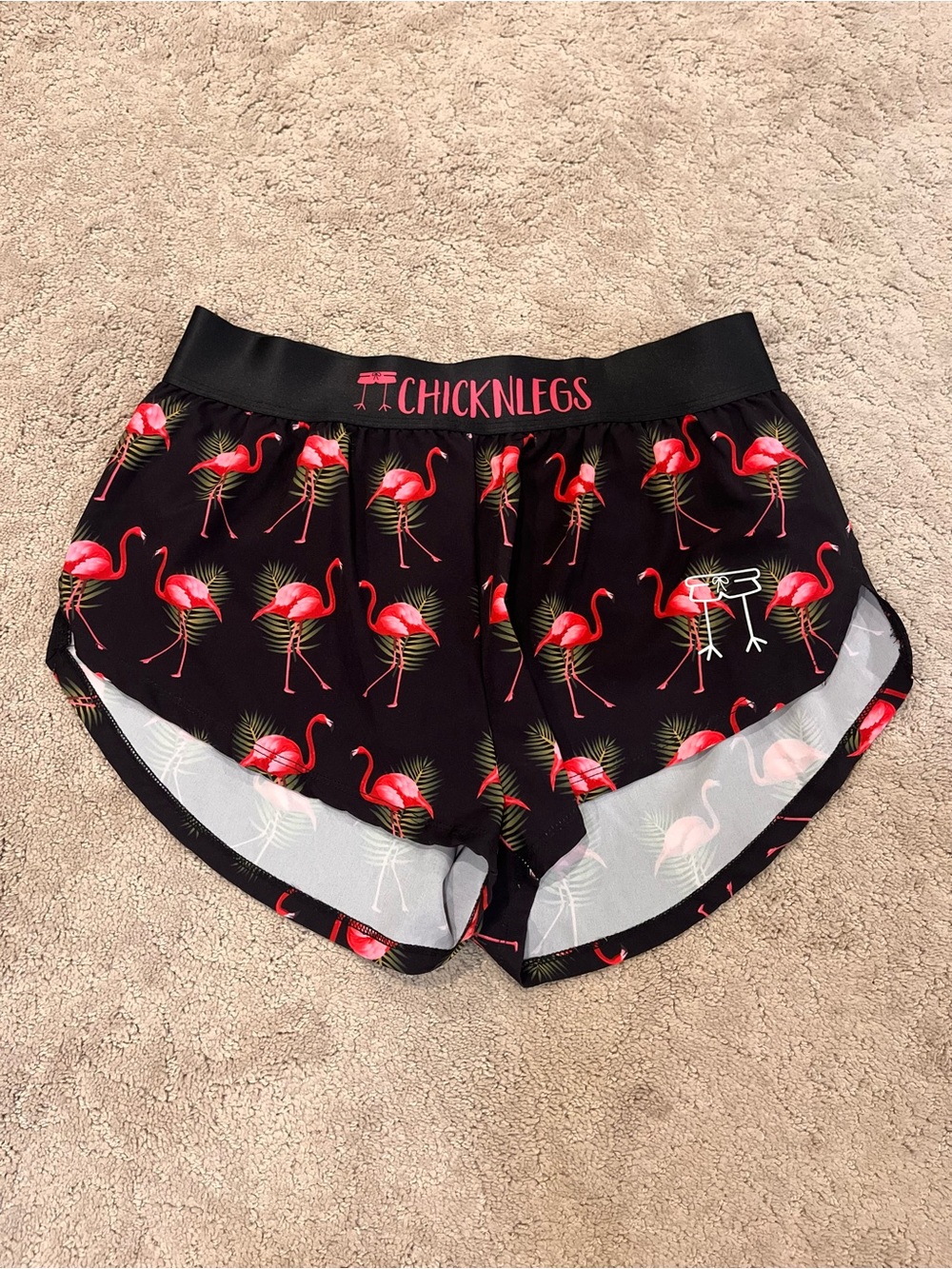 ChicknLegs Women’s Black Flamingo Athletic Shorts